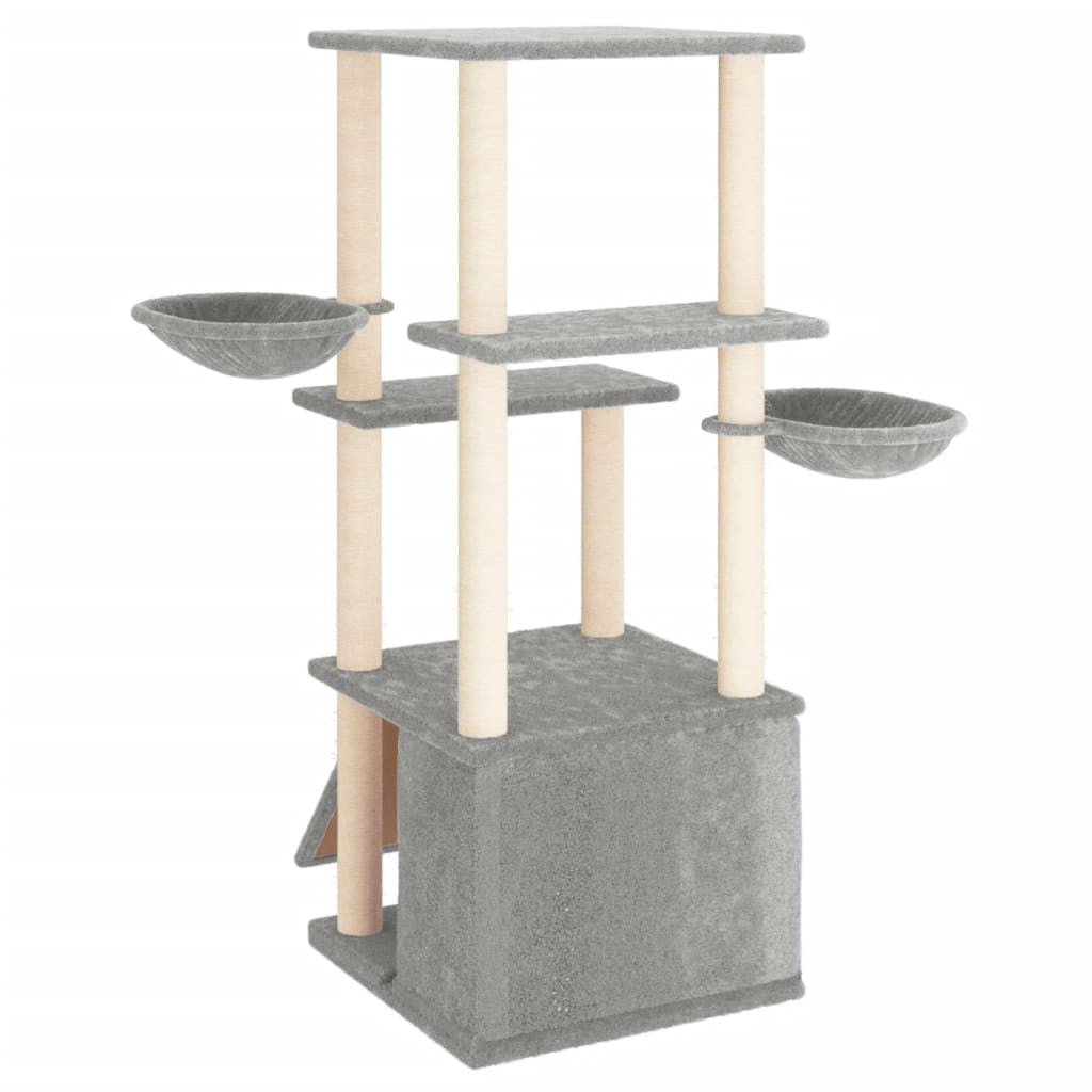 Vidaxl Rascador Para Gatos Con Postes De Sisal Gris Claro 133 Cm_4