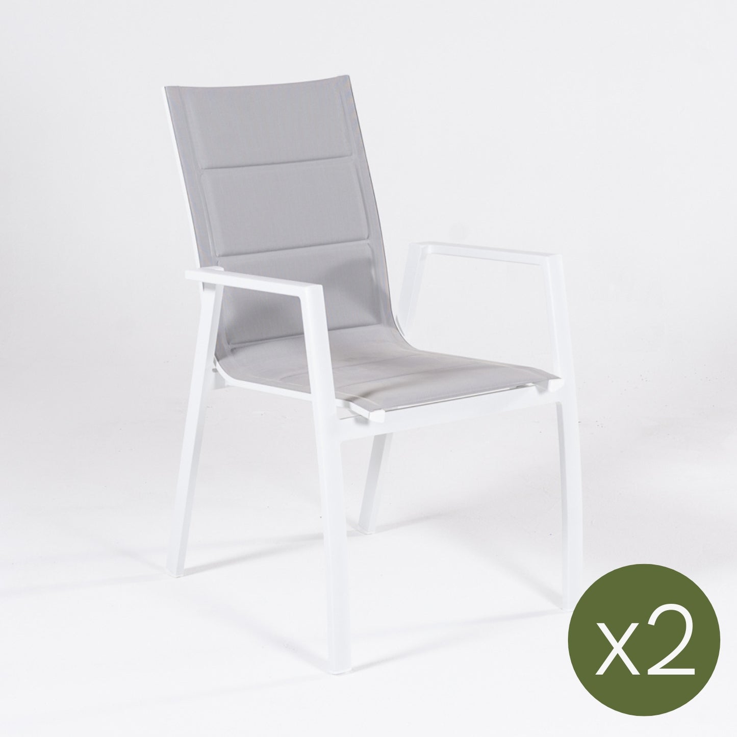 Pack 2 Sillones Para Terraza, Acolchados Y Apilables, Aluminio Y Textilene, Color Blanco, 57x69x94 Cm_2