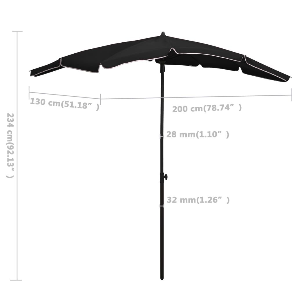 Vidaxl Sombrilla De Jardín Con Palo Negro 200x130 Cm_2