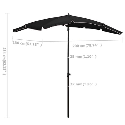 Vidaxl Sombrilla De Jardín Con Palo Negro 200x130 Cm_2