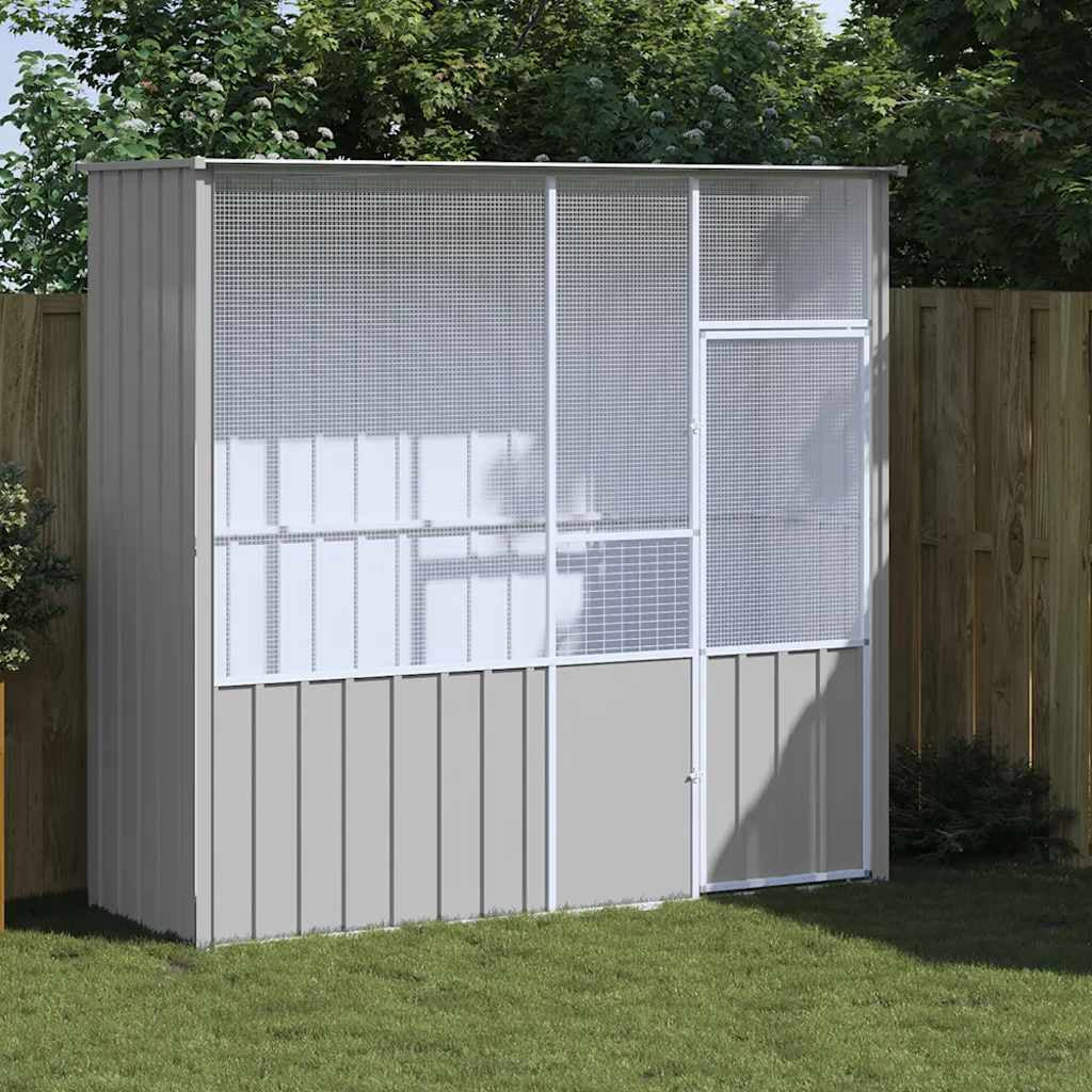 Vidaxl Jaula De Pájaros Acero Galvanizado Gris 215x78x200 Cm_1