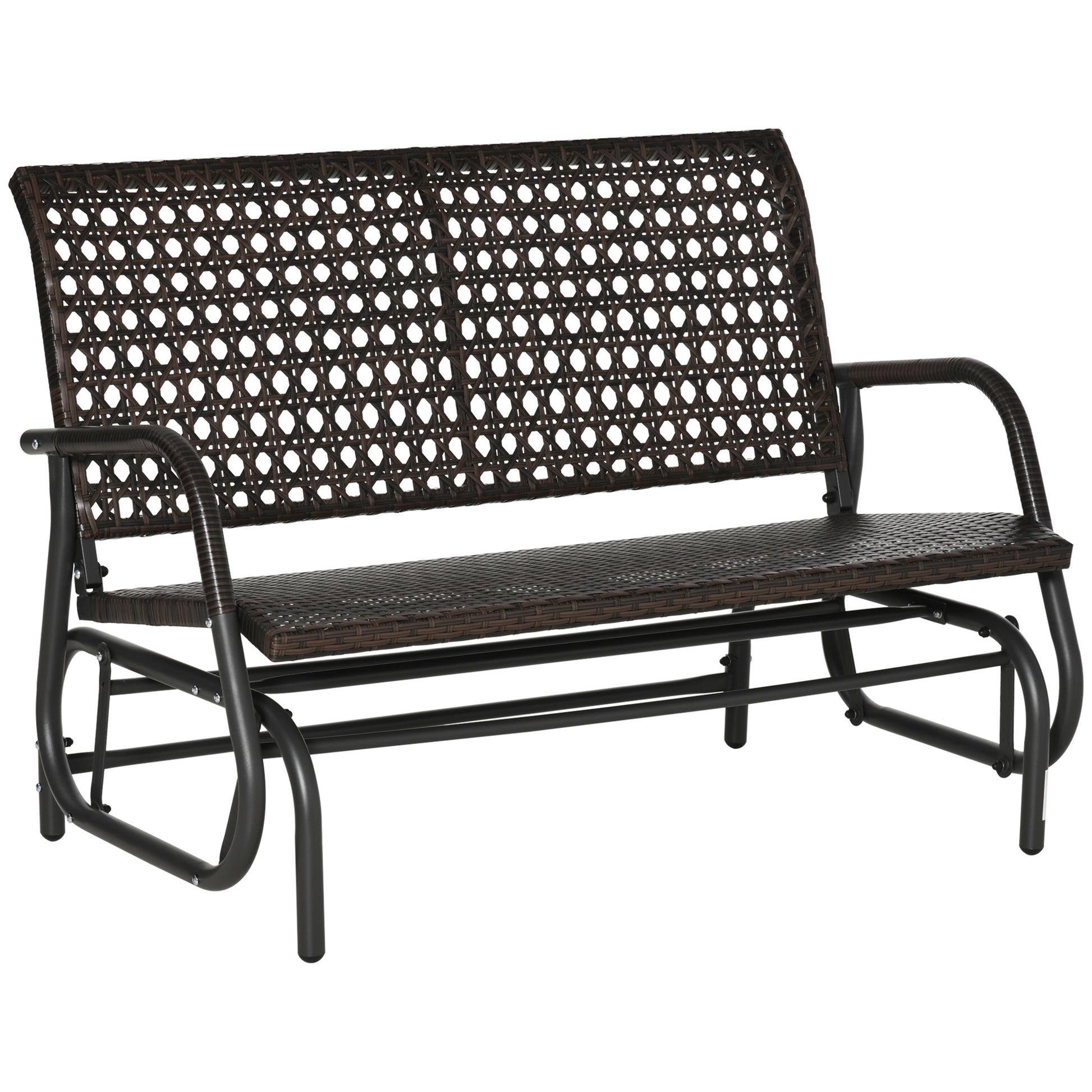 Outsunny Mecedora De Ratán De 2 Plazas Para Jardín Marco De Metal Marrón_0