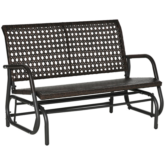 Outsunny Mecedora De Ratán De 2 Plazas Para Jardín Marco De Metal Marrón_0