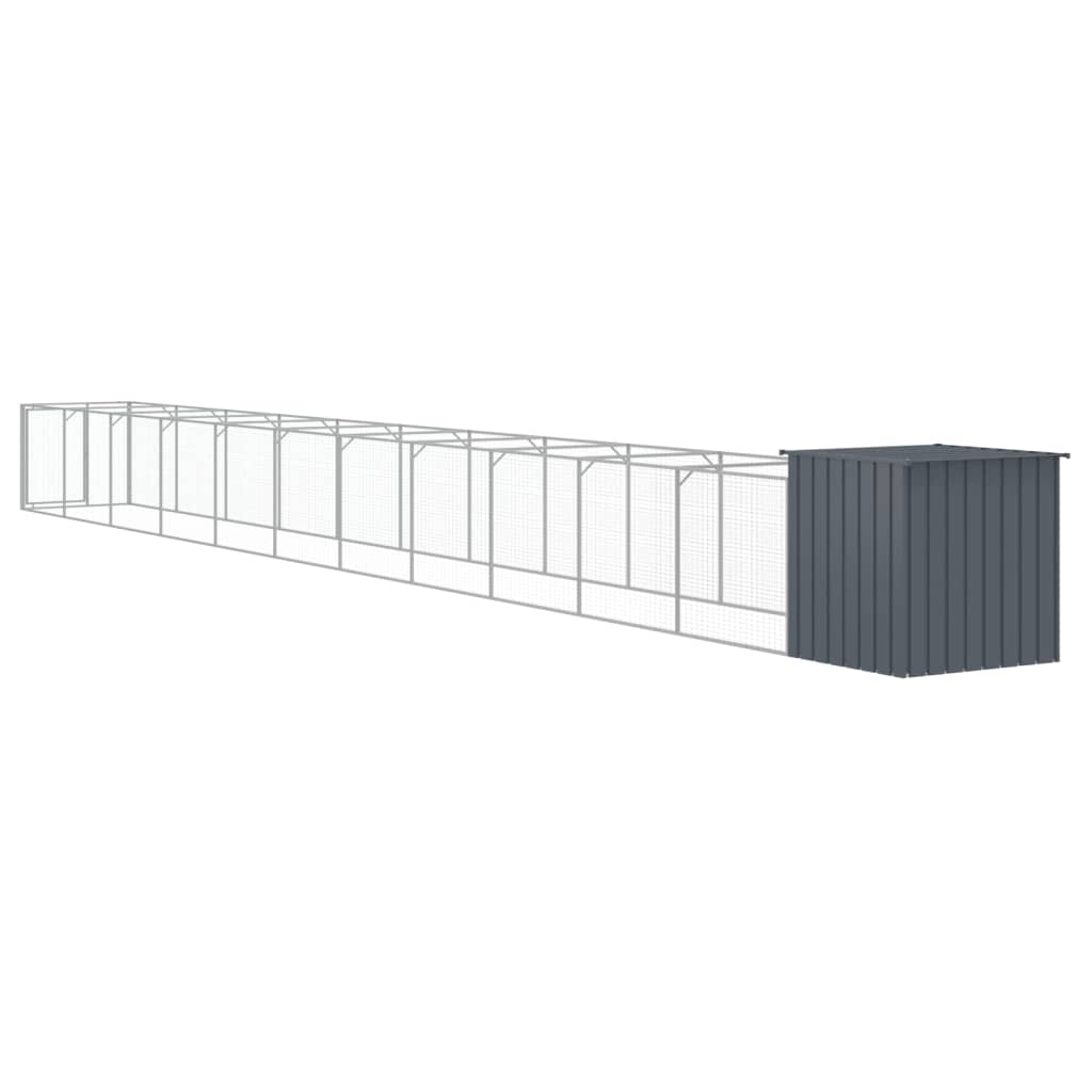 Caseta Perros Con Corral Acero Galvanizado Gris 110x1221x110 Cm_4