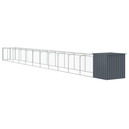 Caseta Perros Con Corral Acero Galvanizado Gris 110x1221x110 Cm_4