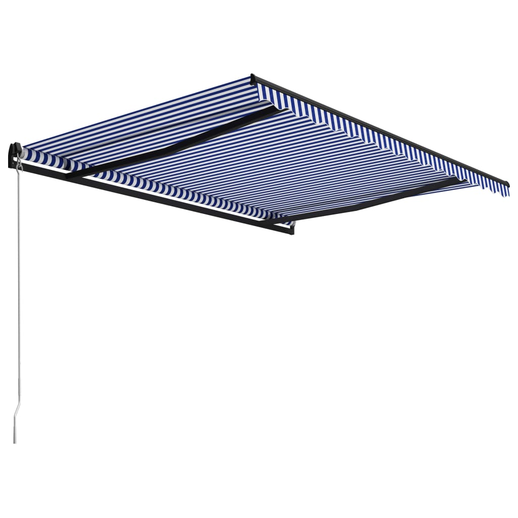 Toldo Manual Retráctil Azul Y Blanco 450x300 Cm_2