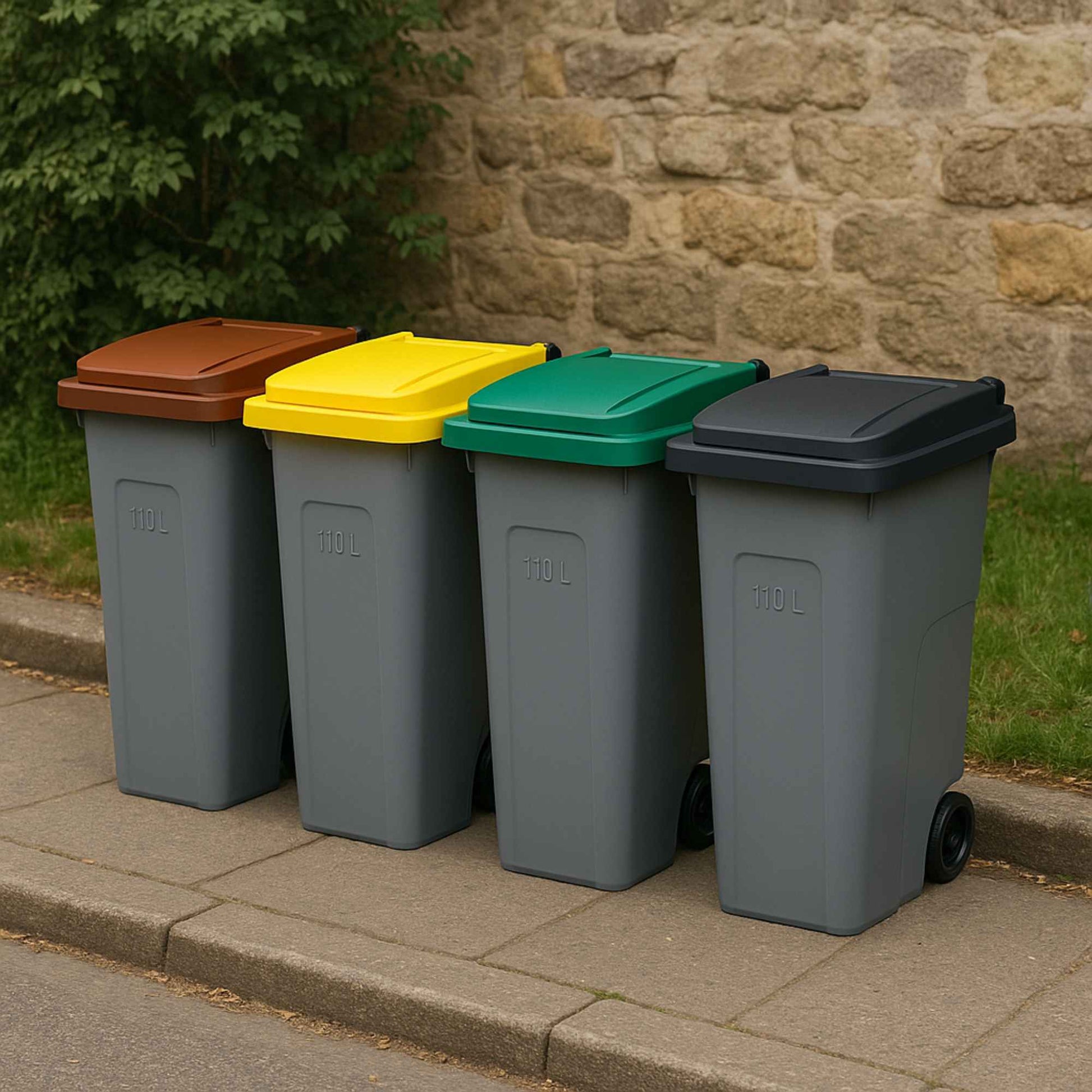 Contenedor Reciclo 110l Verde Cerrado 88x57x42 Cm Wellhome