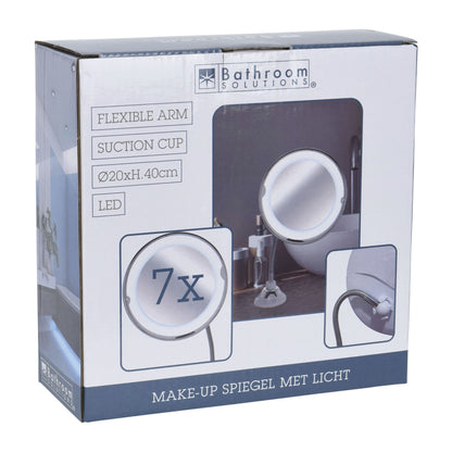 Well Home Espejo Con Soporte Con Luces Led En El Borde Color Plata Ø20,2x40cm