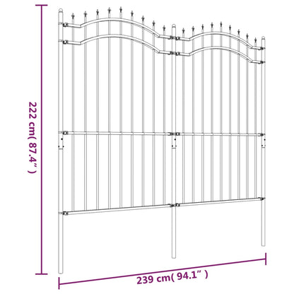 Valla De Jardín Con Punta De Lanza Acero Recubierto Negro 222cm / Vetonek_5