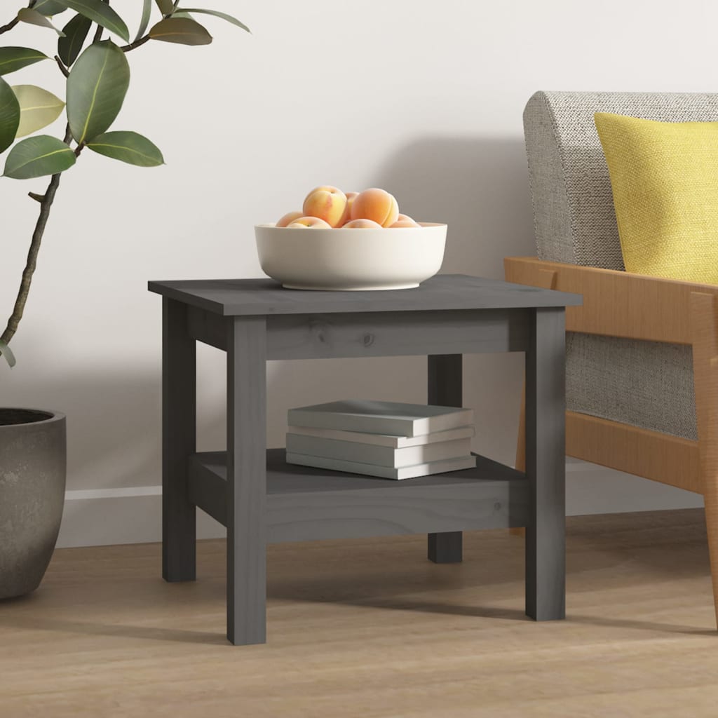 Mesa De Centro De Madera Maciza De Pino Gris 45x45x40 Cm_2