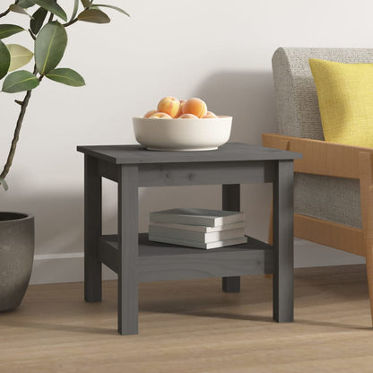 Mesa De Centro De Madera Maciza De Pino Gris 45x45x40 Cm_2