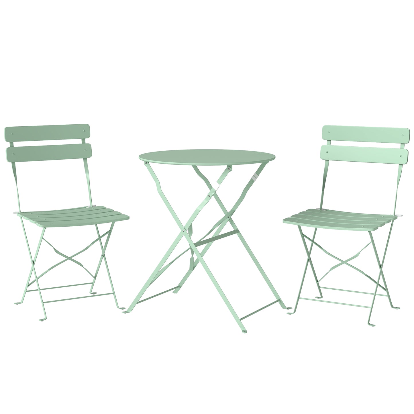 Outsunny Conjunto De Muebles De Jardín Con 2 Sillas Plegables Y Mesa Verde Claro_0