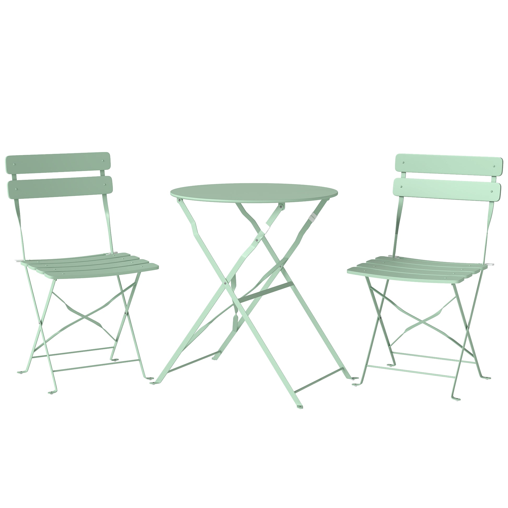 Outsunny Conjunto De Muebles De Jardín Con 2 Sillas Plegables Y Mesa Verde Claro_0