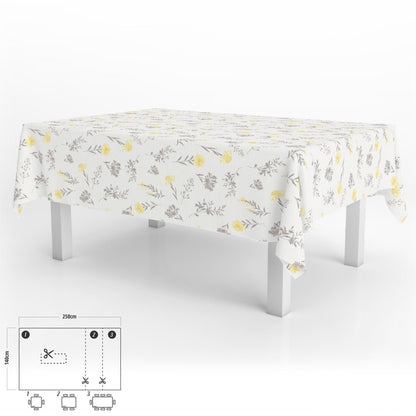Mantel Hule Rectangular Flores Amarillas Impermeable Antimanchas Pvc 140x250 Cm.  Recortable Uso Interior Y Exterior_0
