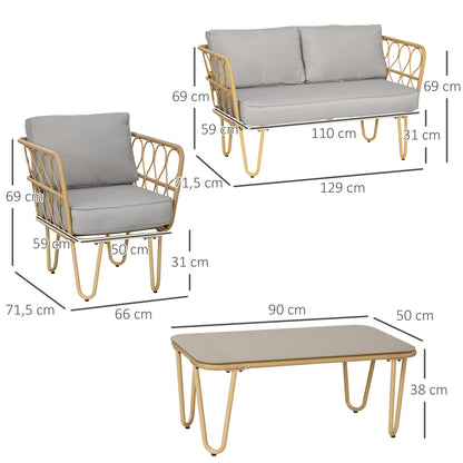 Muebles De Jardín Outsunny Acero, Pe Madera Natural 129x71.5x69 Cm_2
