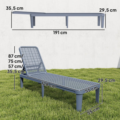 Outsunny Tumbona Jardín Exterior Con Respaldo Ajustable 191x55x35,5 Cm Gris_2