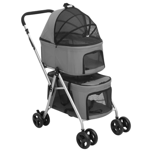 Vidaxl Cochecito Doble De Perros Plegable Tela Oxford Gris 83x48x97cm_0