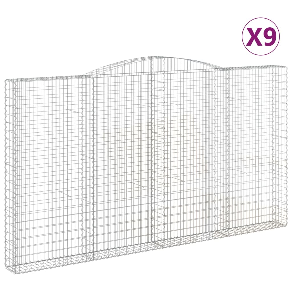 Cestas De Gaviones 9 Uds Forma De Arco Hierro 400x30x220/240 Cm_0