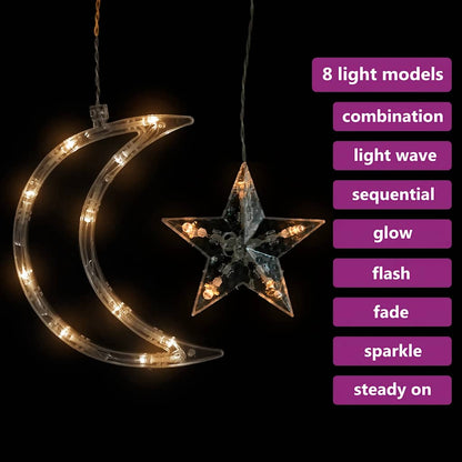 Vidaxl Luces Estrella Y Luna 345 Leds Blanco Cálido Con Control Remoto_3