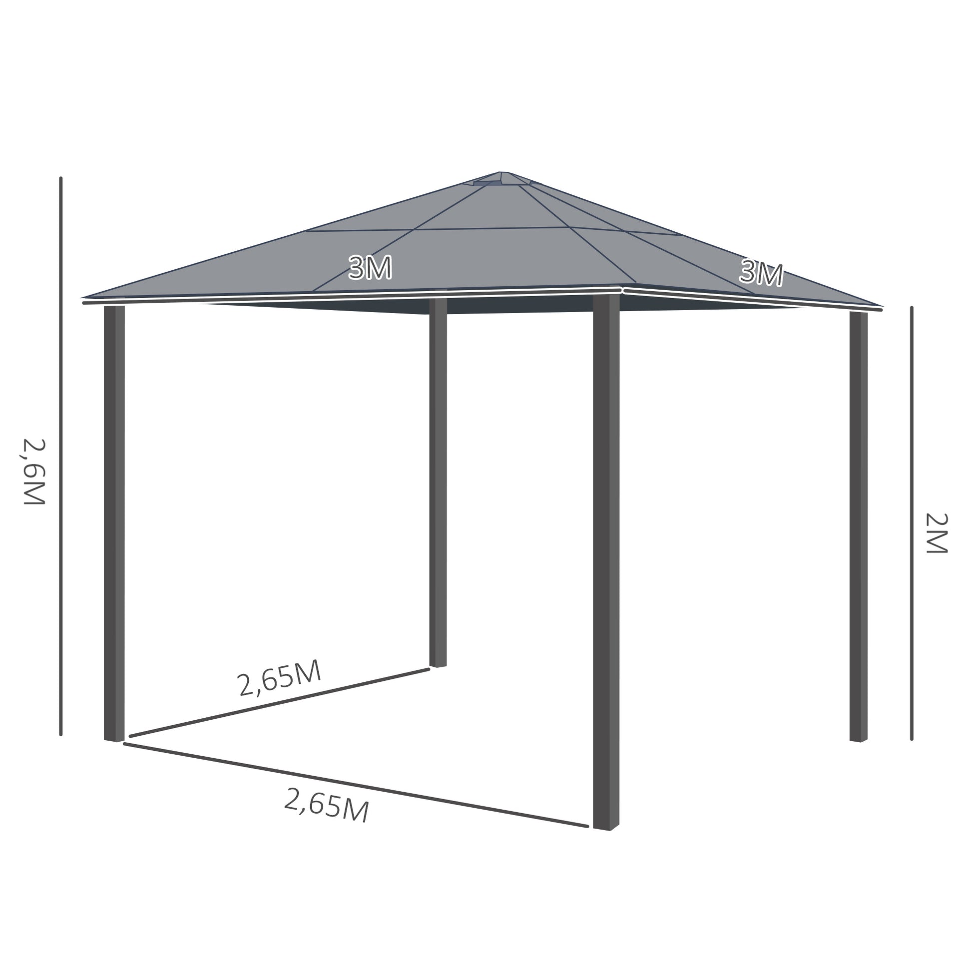 Outsunny Carpa Cenador Para Jardín Estable Anti-uv Techo 4 Paravientos_2