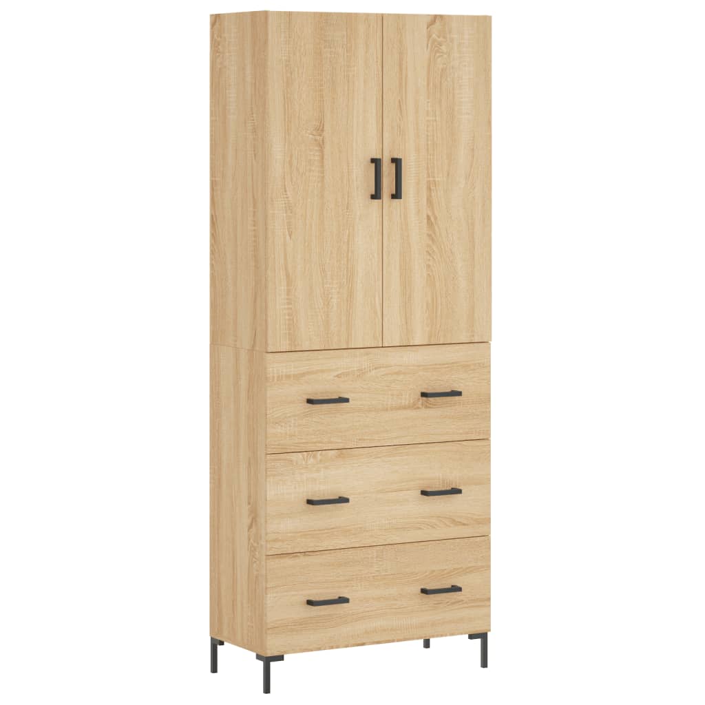 Aparador Alto Madera Contrachapada Color Roble 69,5x34x180 Cm_1