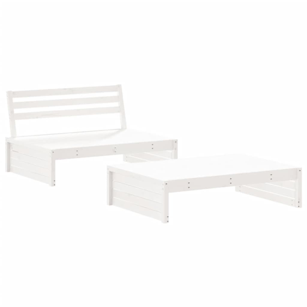 Vidaxl Juego De Muebles De Jardín 2 Piezas Madera Maciza Pino Blanco_0