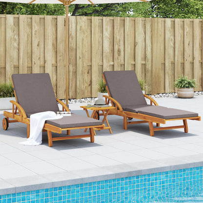 Tumbonas Con Cojines 2 Uds Madera Maciza De Acacia 200x68x83 Cm / Vetonek_4