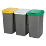 Papelera Reciclaje 3 Compartimentos, 75 Litros, Dimensiones: 78,5 (ancho) X 33 (profundo) X 47,5 (alto) Cmplástico - Multicolor