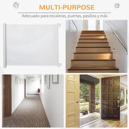 Pawhut Barrera Para Perros Retráctil Con Ancho Ajustable 5,5-115 Cm Blanco_3