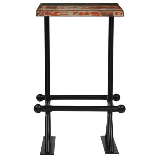 Mesa De Bar De Madera Maciza Reciclada Multicolor 60x60x107 Cm_0