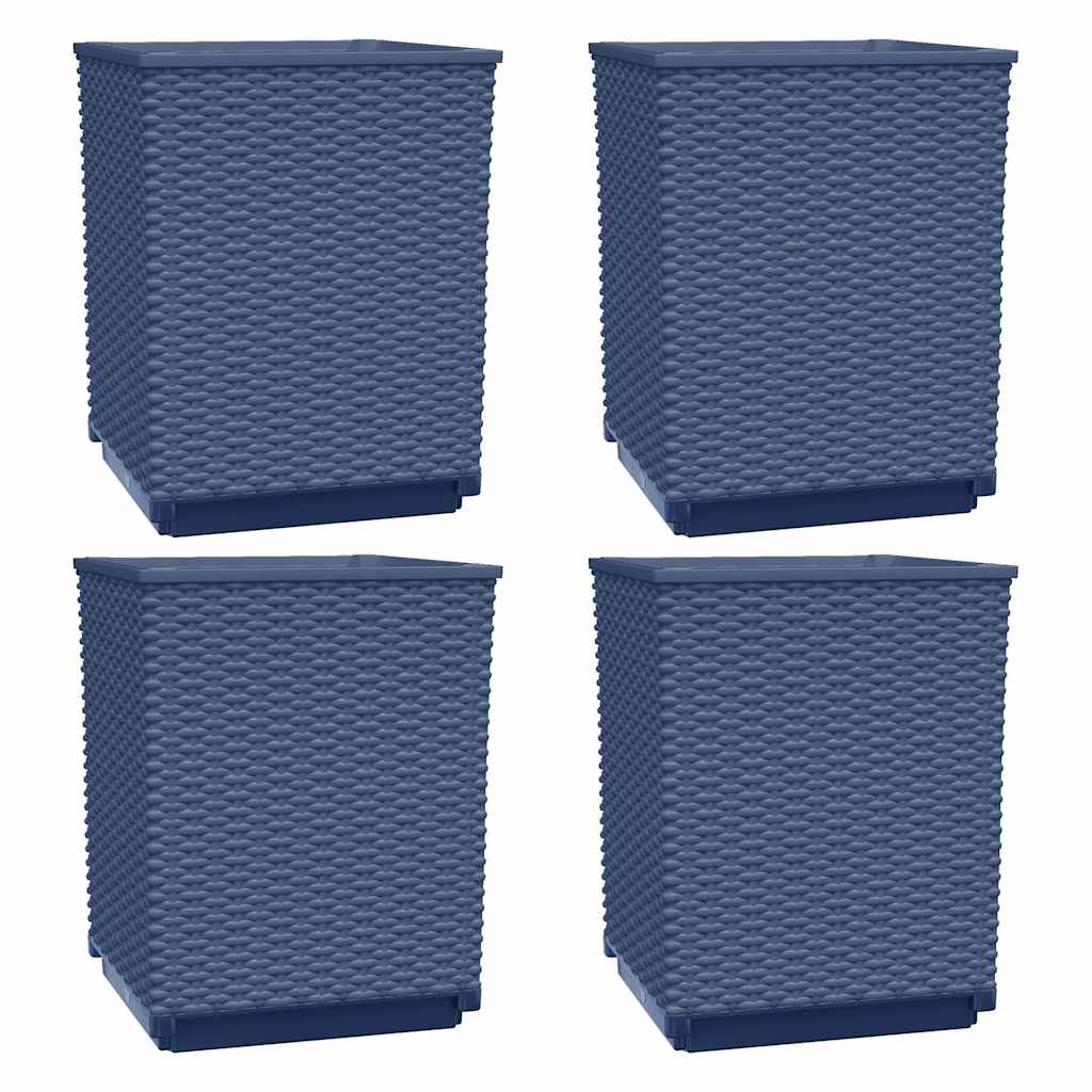 Jardineras 4 Uds Polipropileno Azul Gris 30x30x37 Cm_0