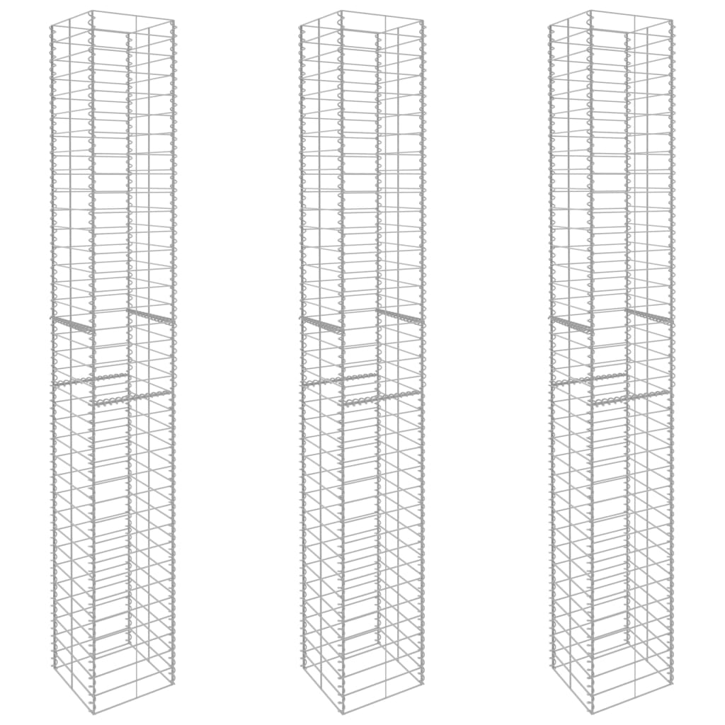 Cestas De Muro De Gaviones 3 Uds Acero Galvanizado 25x25x197cm / Vetonek_3