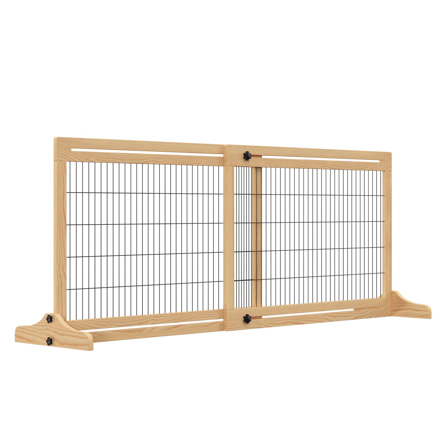 Pawhut Barrera Seguridad Perros De Madera Extensible 104-180 Cm Puerta Escalera_0