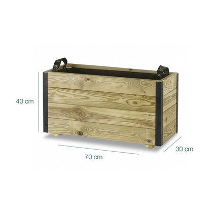 Jardinera De Madera Con Refuerzo De Aluminio 70x30x40 Cm Ghio Al Hortalia_5
