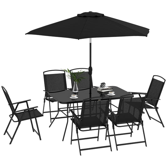 Outsunny Conjunto De Comedor De Exterior Con 6 Sillas Plegables Negro_0
