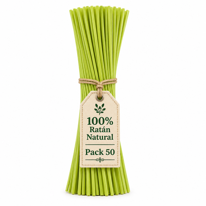 Varillas Difusor SYS 50 Uds | Ratán Natural Verde | Mikado | Alta Absorción | 2,5 mm X 32 cm_0