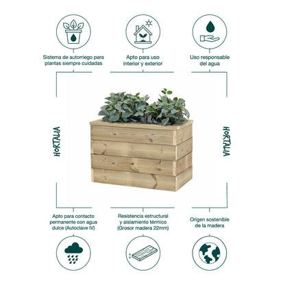Jardinera De Madera Con Autorriego 60x34x40 Cm Nidum Basic Hortalia_4