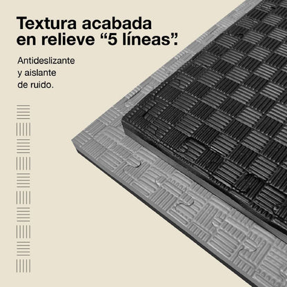 Tatami Puzzle 2cm 100x100cm, Pack 4 Unidades – Superficie 5 Líneas Gris/negro Jowy_3