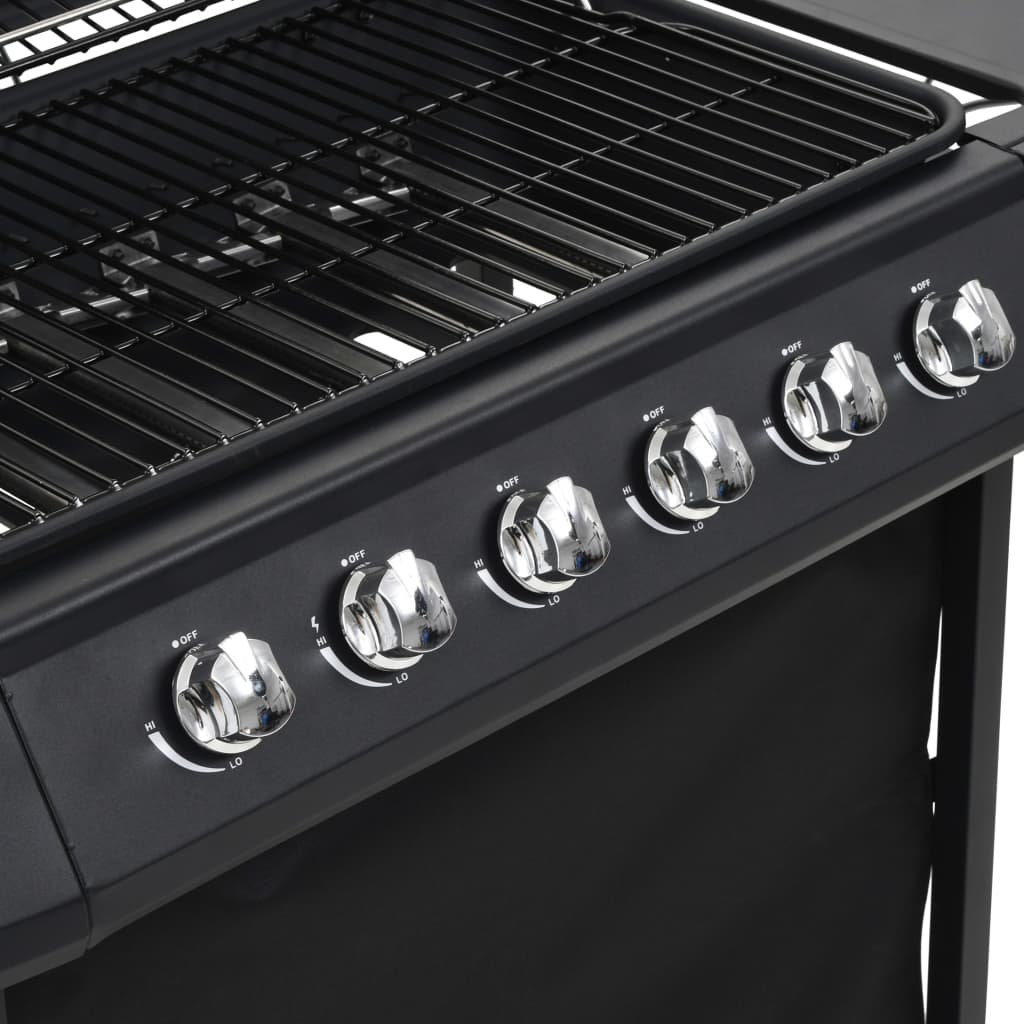 Barbacoa Portátil De Gas Con 6 Zonas De Cocción Negra De Acero / Vetonek_1