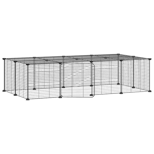 Vidaxl Jaula Para Mascotas De 20 Paneles Puerta Acero Negro 35x35 Cm_0