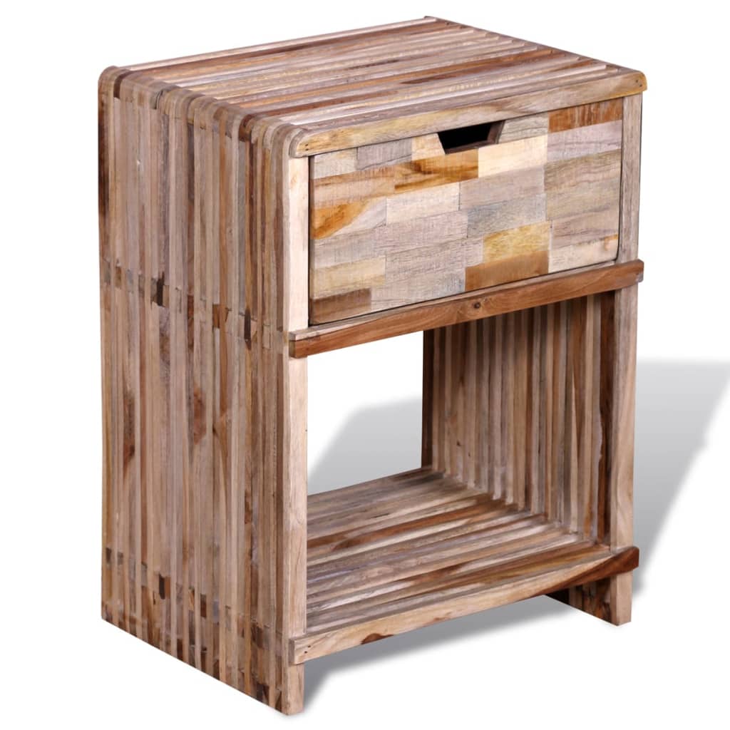 Mesita De Noche Con Cajón Madera De Teca Reciclada_2