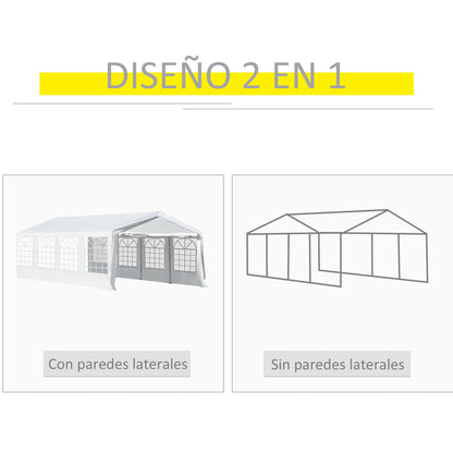 Outsunny Carpa 8x4x2,8m Acero Galvanizado Pabellón Carpas Boda Gazebo Cenador_3