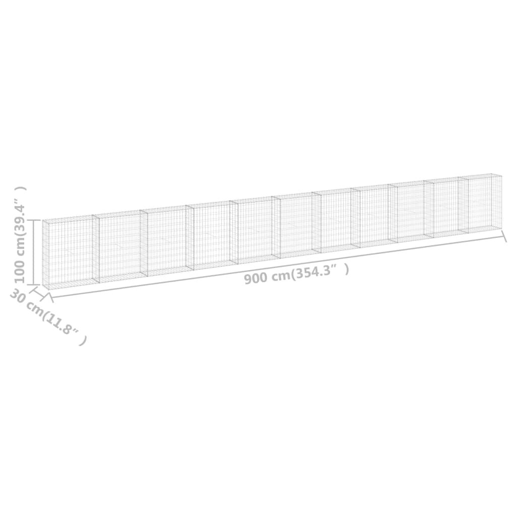 Muro De Gaviones Con Cubiertas Acero Galvanizado 900x30x100 Cm / Vetonek_0