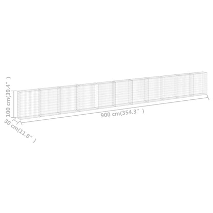 Muro De Gaviones Con Cubiertas Acero Galvanizado 900x30x100 Cm / Vetonek_0
