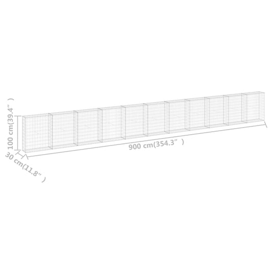 Muro De Gaviones Con Cubiertas Acero Galvanizado 900x30x100 Cm / Vetonek_0