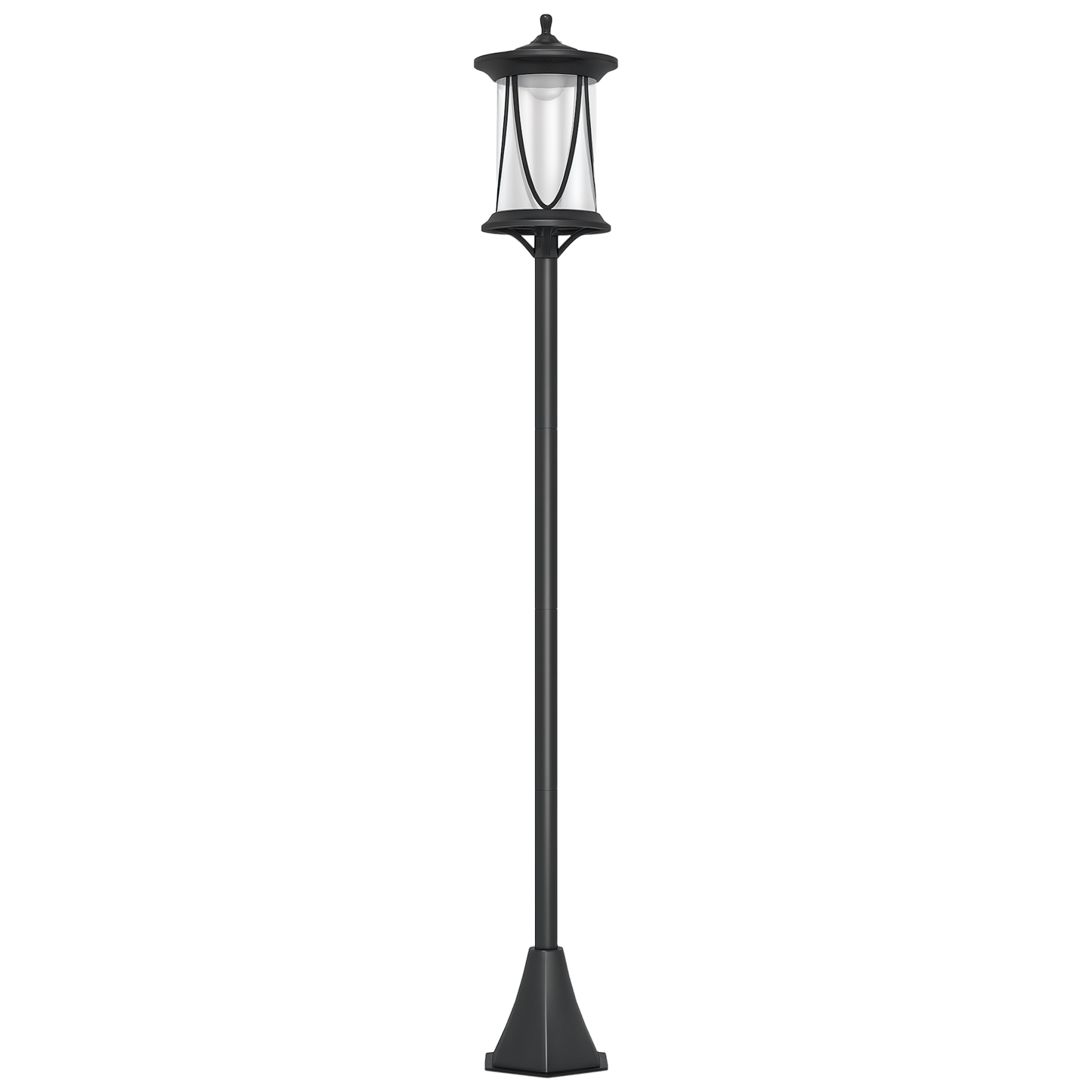 Outsunny Farola Solar Con Panel Solar Encendido Automático 17x17x127 Cm Negro_0