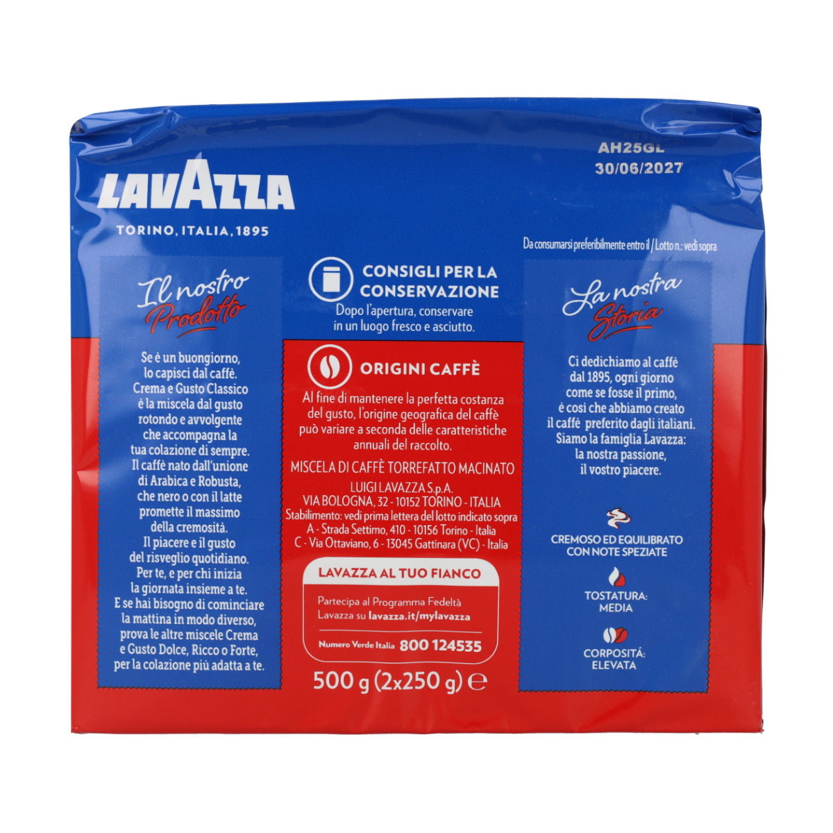 Café Molido Crema e Gusto Lavazza 2uds de 250g