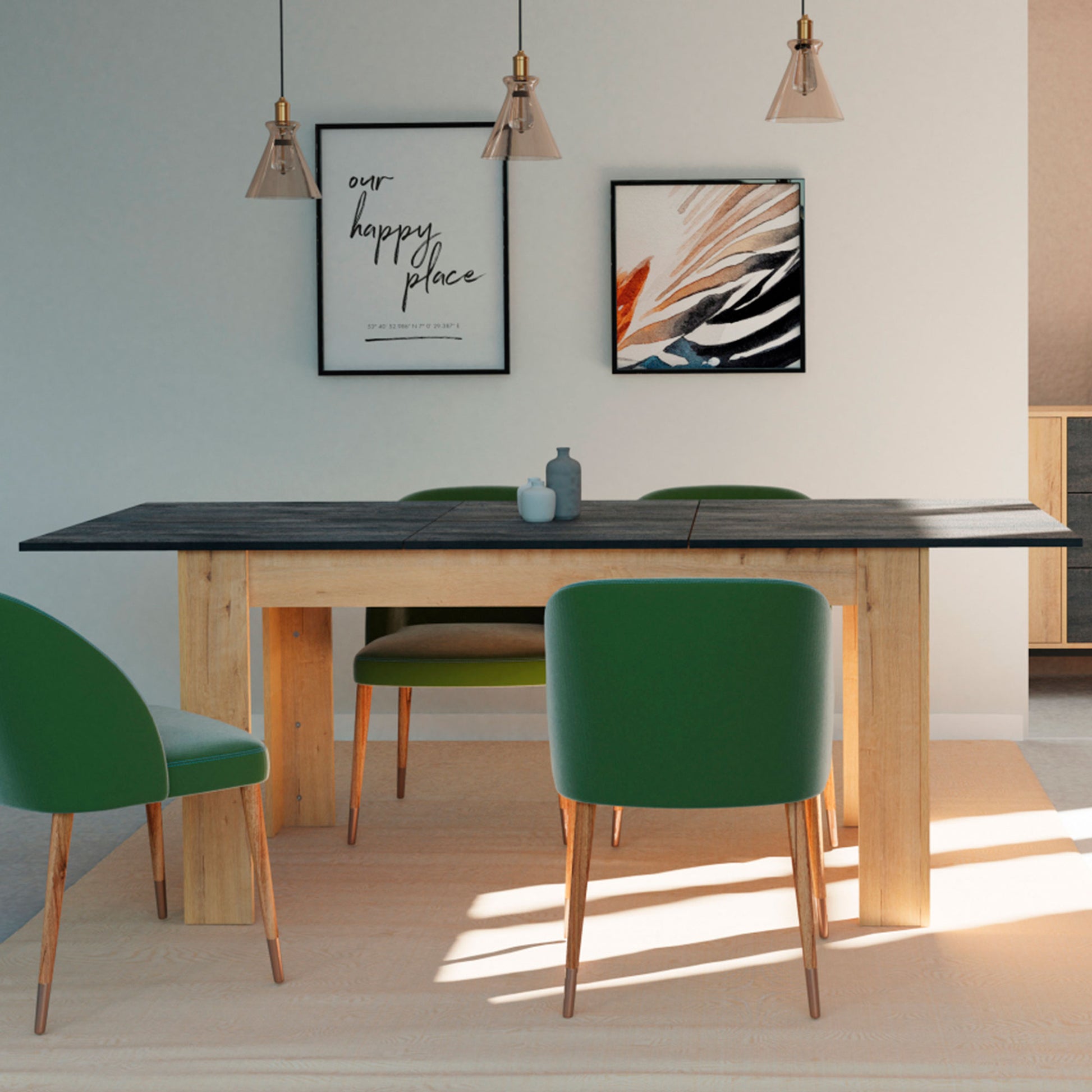 Mesa Comedor Extensible, Salón O Cocina Hasta 10 Personas 77x140-195x80 Cm, Diseño Moderno, Briebe, Opal, Madera_1