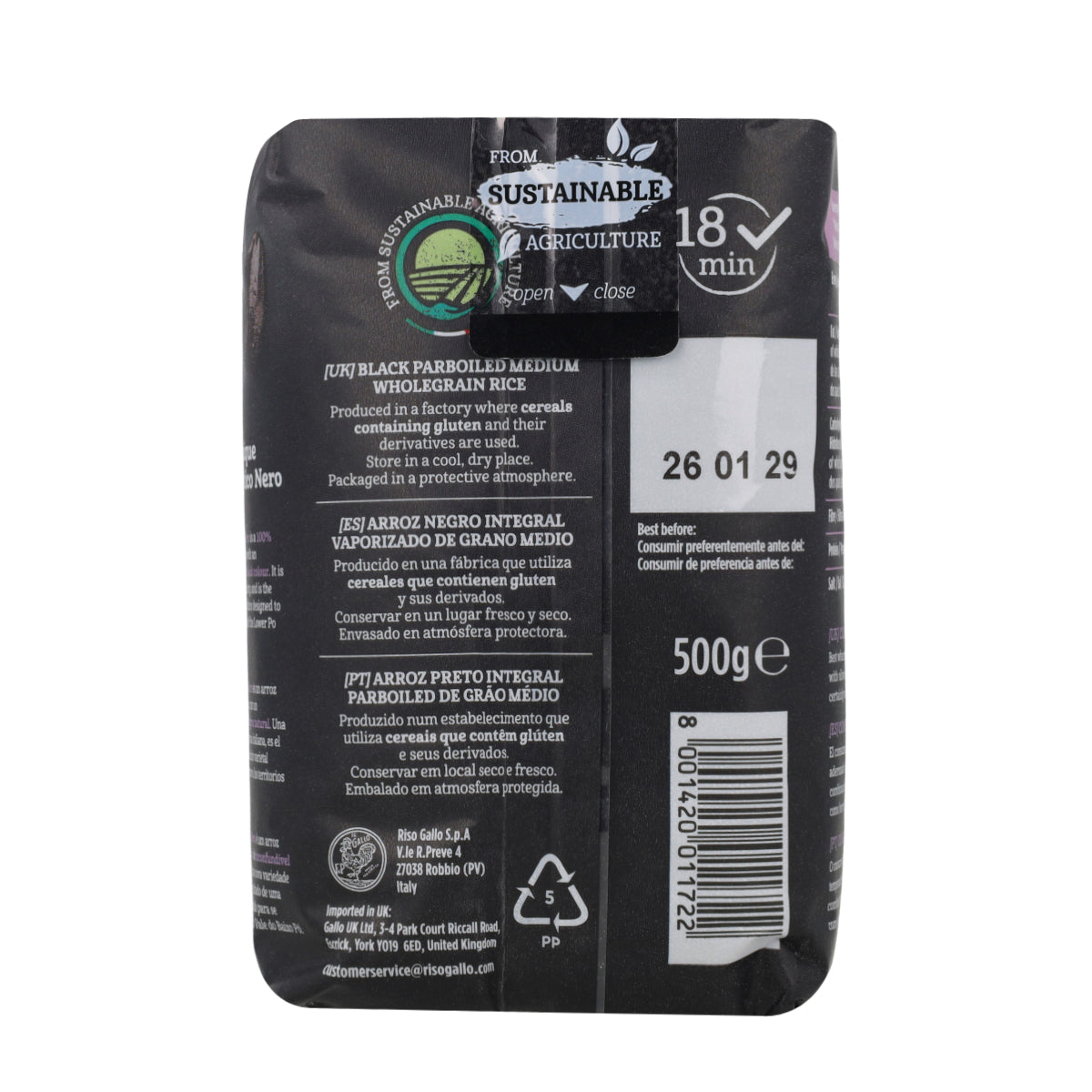 Arroz Negro 100% Integral Riso Gallo 500g