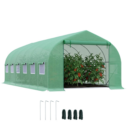 Homcom Invernadero De Túnel 595x300x200 Cm Con 12 Ventanas Y Puerta Enrollable_0